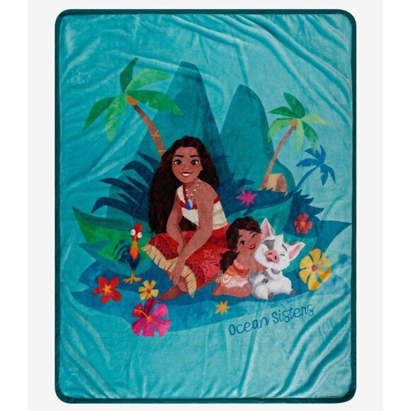 Disney Moana 2 Ocean Sisters Throw Blanket 46 x 60 NEW